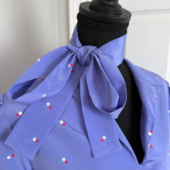 Vtg 70s Diane Von Furstenberg Matching Skirt Set 10 Purple Cherries DVF Retro - Picture 2 of 16